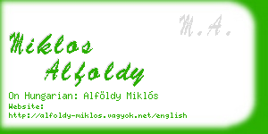 miklos alfoldy business card